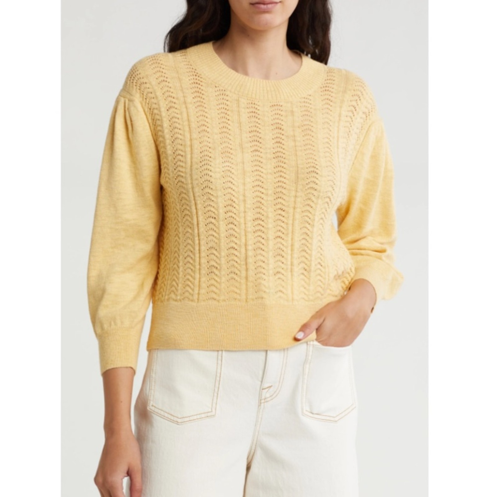 Joie Womens S Charlotte Pointelle Organic Cotton Charlotte Sweater New